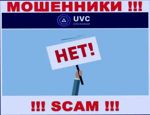 На web-ресурсе кидал UVC Exchange не имеется ни единого слова о регулирующем органе организации