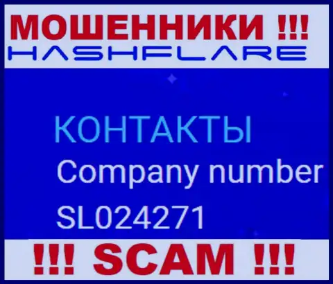 Регистрационный номер, под которым официально зарегистрирована компания HashFlare: SL024271