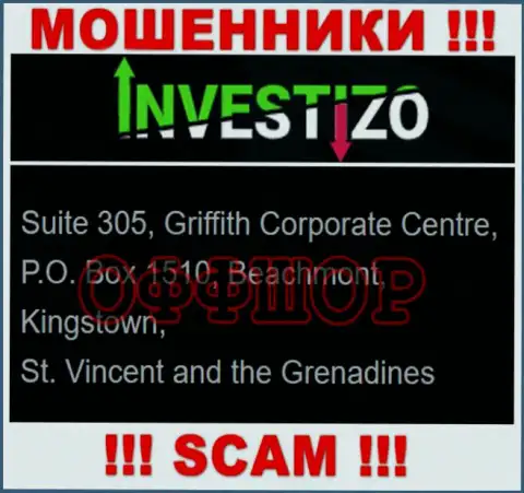 Не работайте с интернет-ворюгами Инвестицо - обведут вокруг пальца !!! Их официальный адрес в офшоре - Suite 305, Griffith Corporate Centre, P.O. Box 1510, Beachmont, Kingstown, St. Vincent and the Grenadines