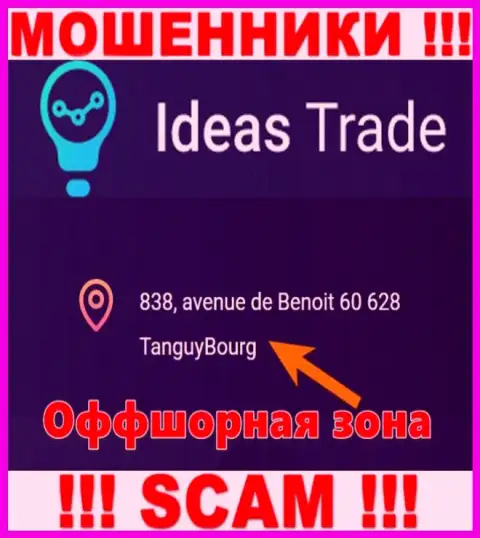 Мошенники Ideas Trade осели в оффшоре: 838, avenue de Benoit 60628 TanguyBourg, а значит они свободно могут сливать